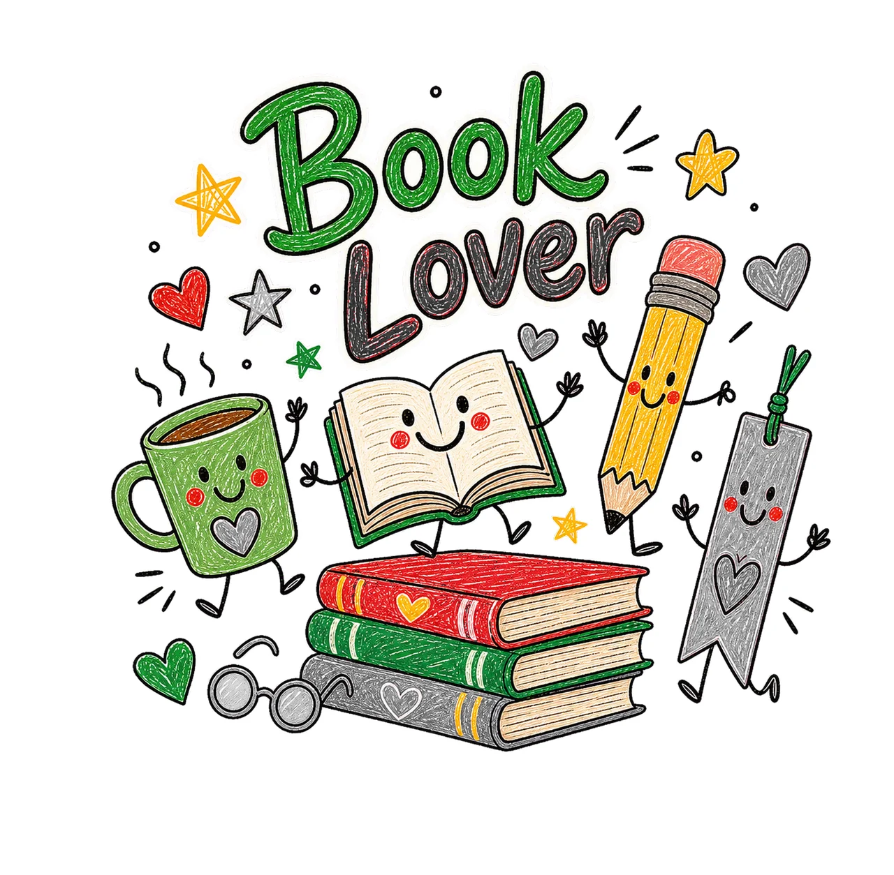 Reading Doodle Book Lover sublimation instant Variation A