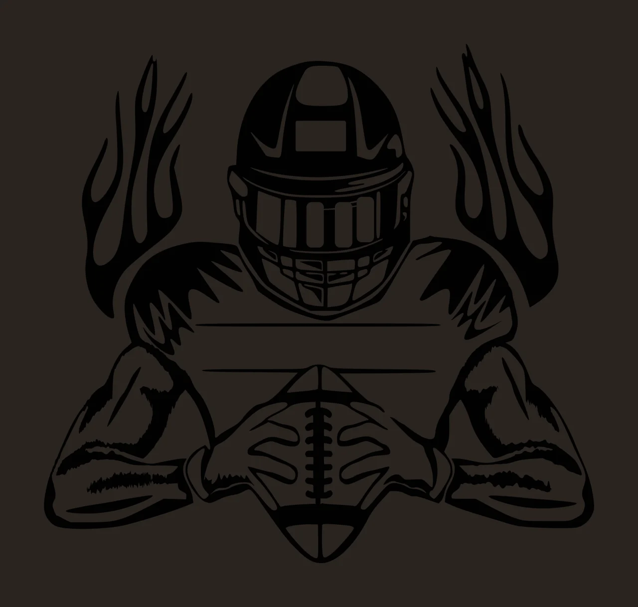 Fire Football Player With Ball And Flames holding helmet black contrast preview thumbnail