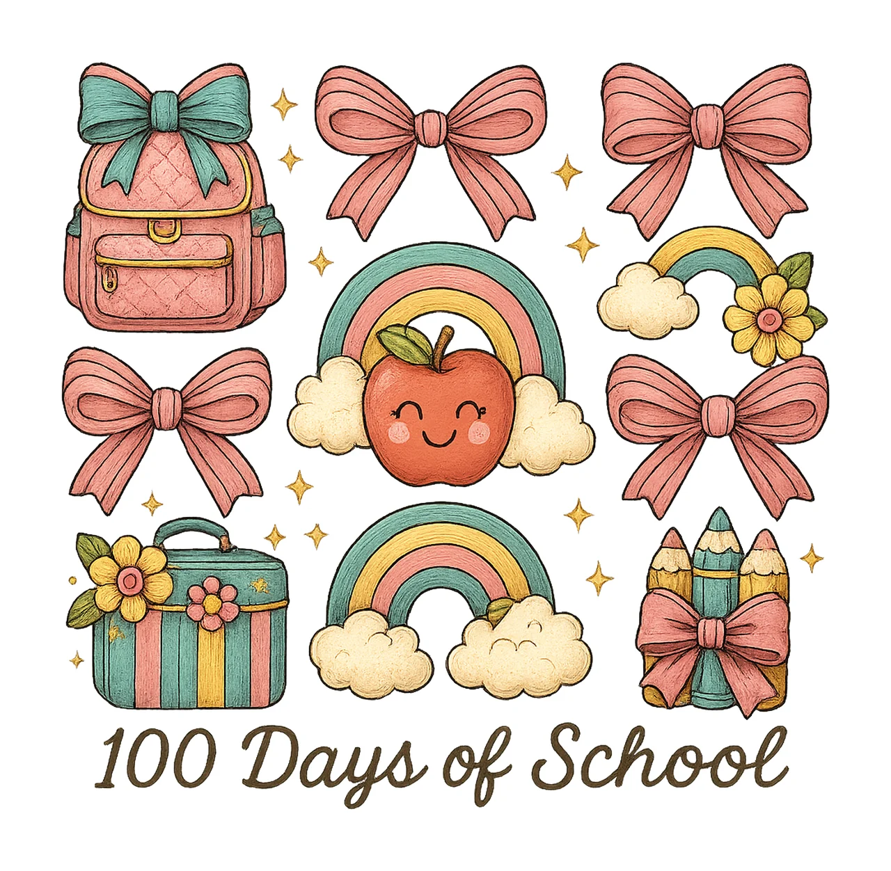 100 Days of School Coquette Teacher Artwork Cute School