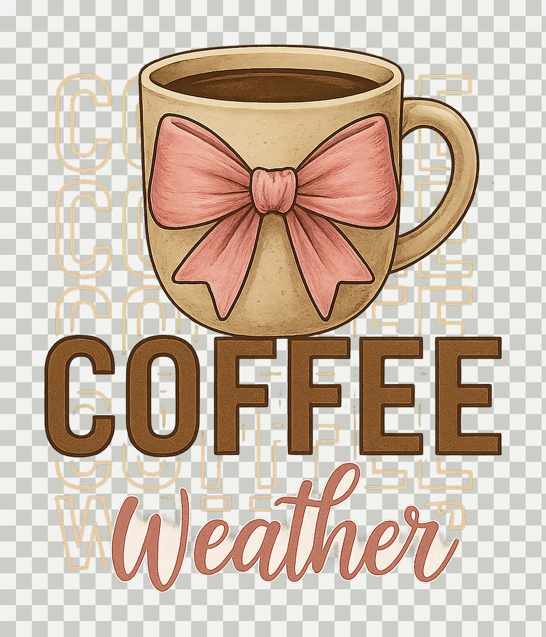 Bow Mug Decorative Design With And Beverage illustrated transparency and detail preview thumbnail