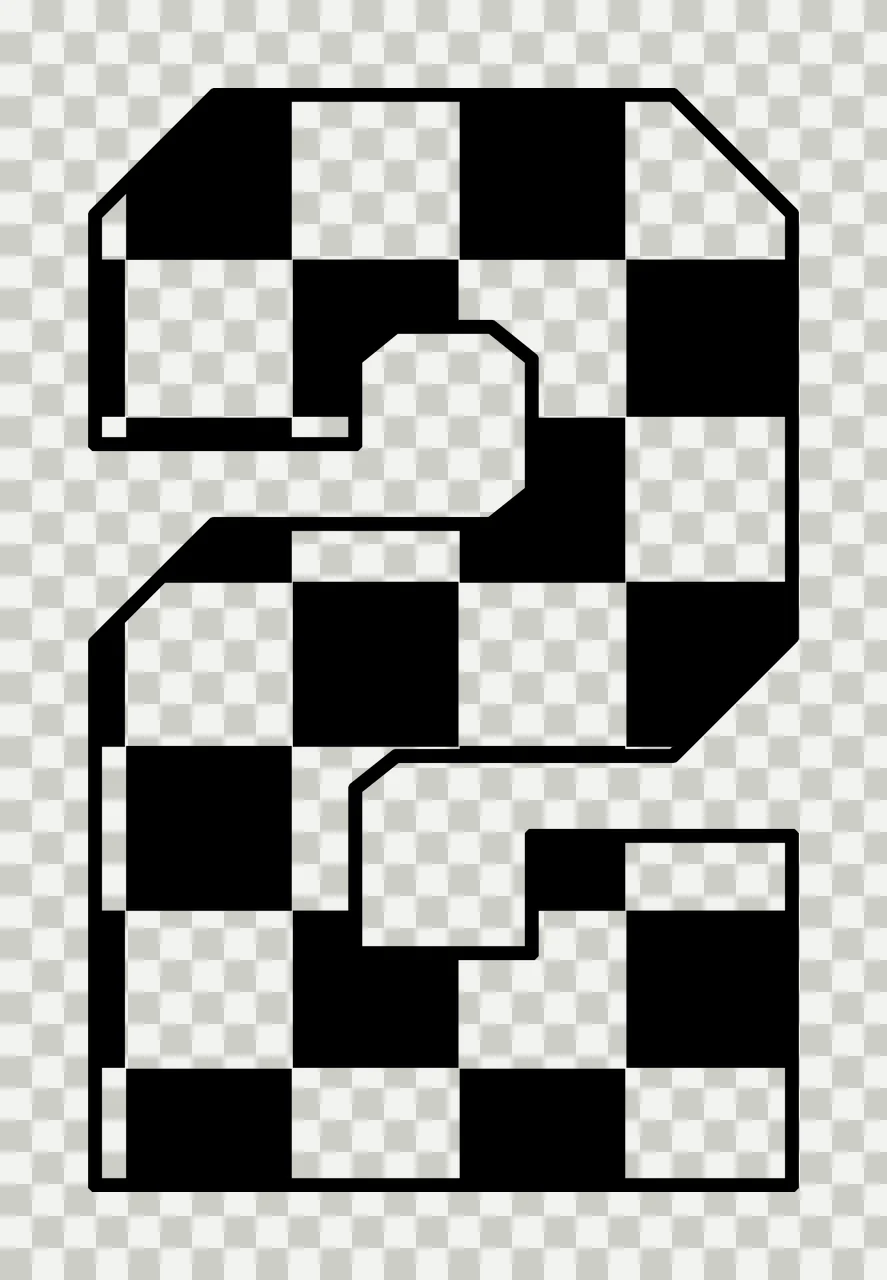 2 Large Numeral Two Filled With A Black number checkerboard pattern transparency and detail preview thumbnail