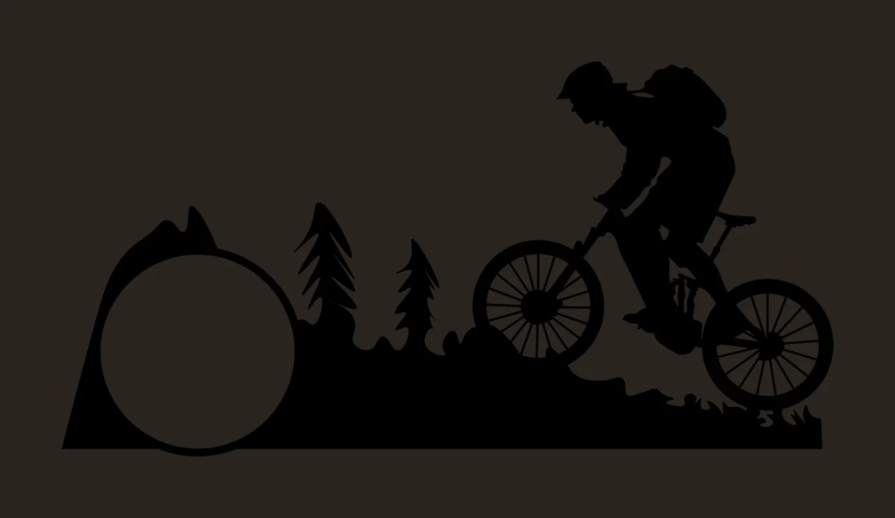 Mountain Bike Biker Silhouette Riding Past A Circular circle contrast preview thumbnail