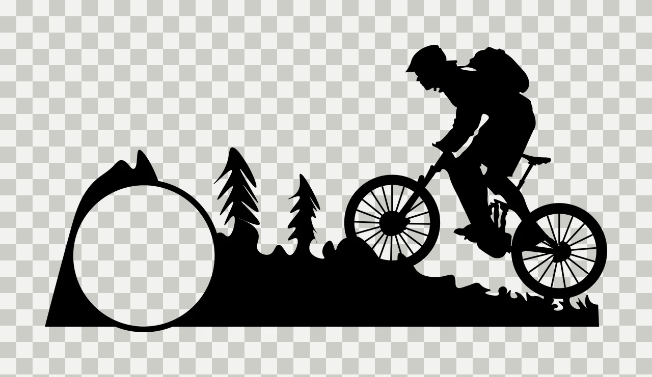 Mountain Bike Biker Silhouette Riding Past A Circular circle transparency and detail preview thumbnail