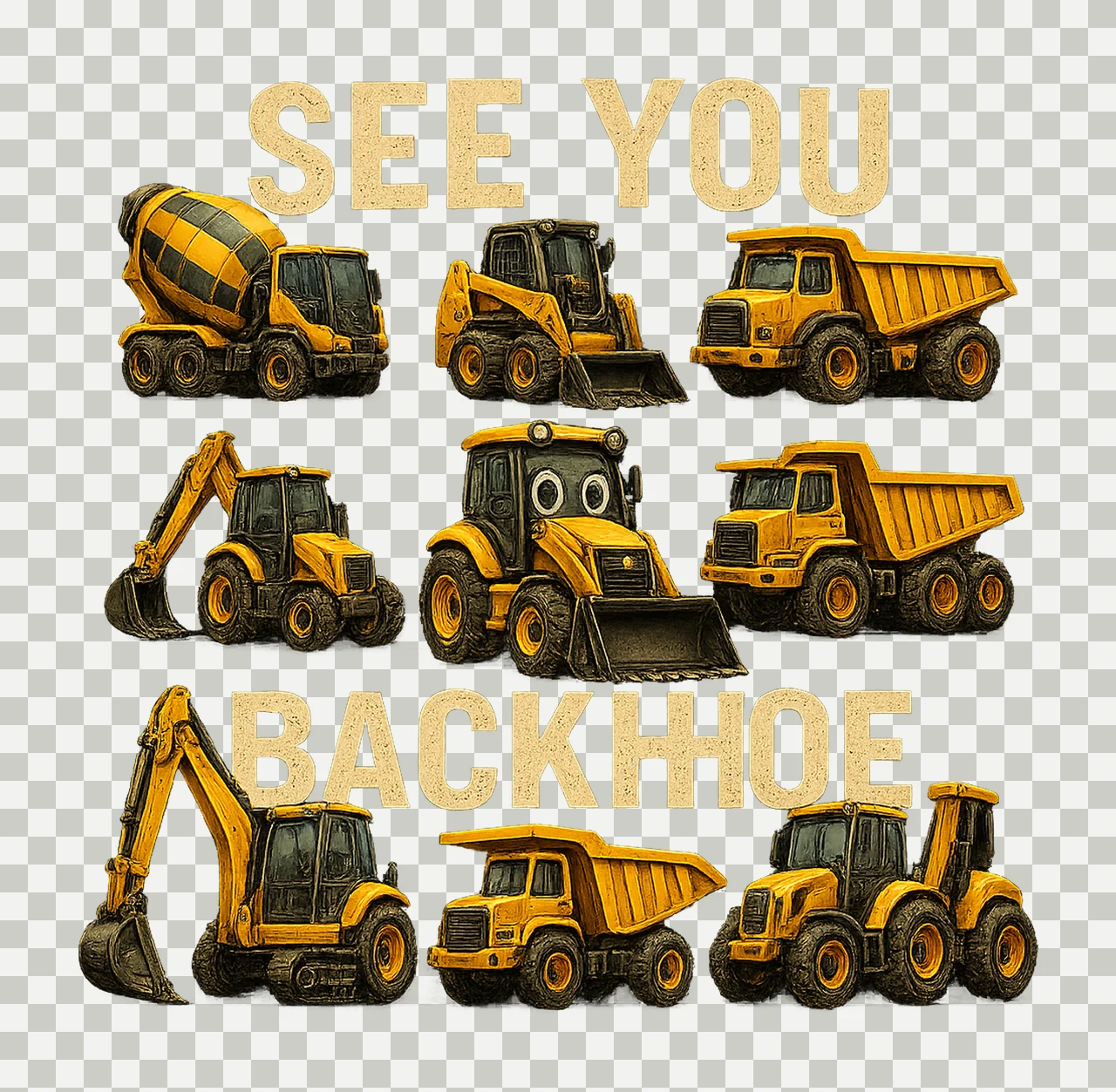 See You Later Excavator Funny Construction Design Kids transparency and detail preview thumbnail