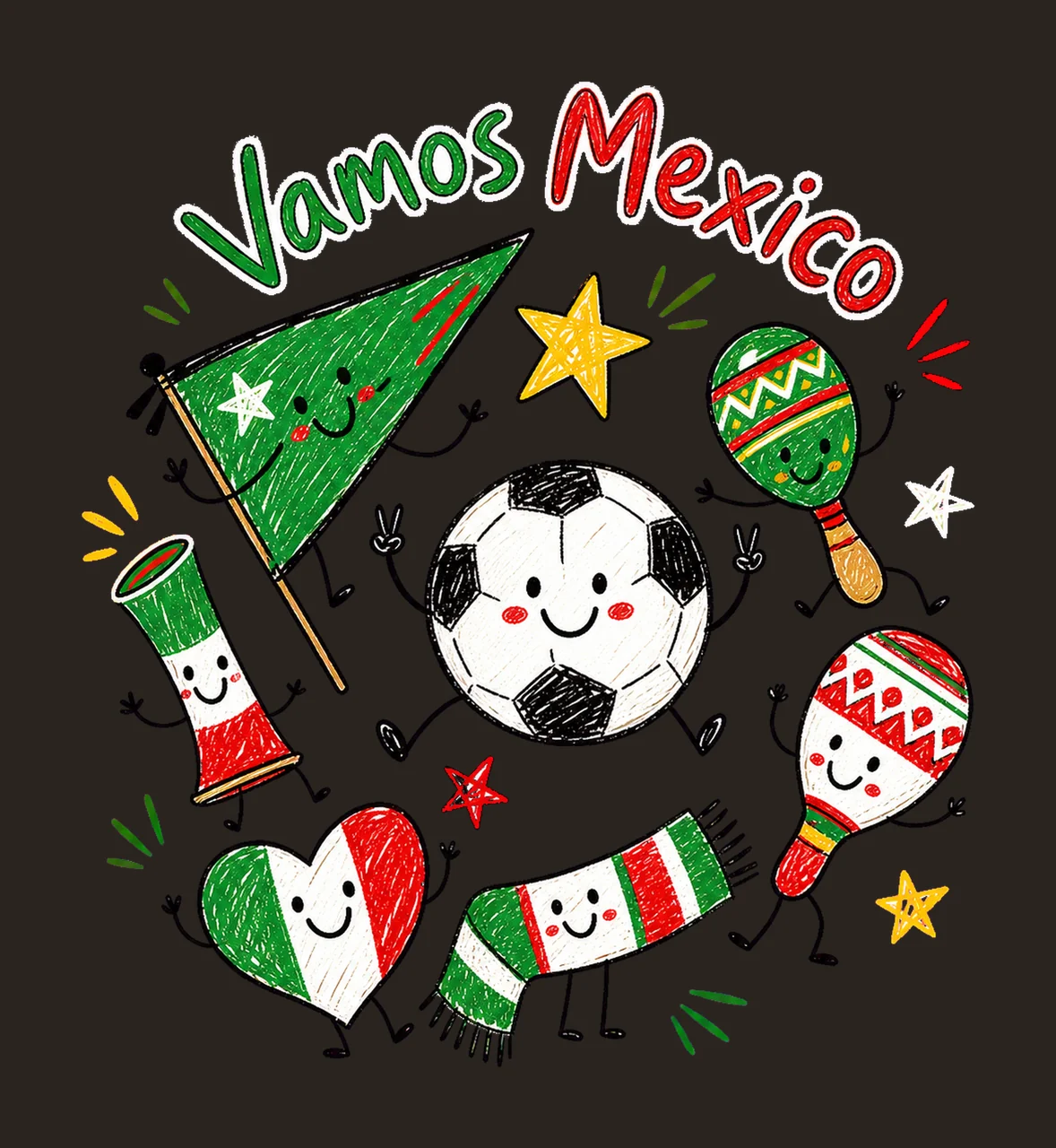 Mexico Soccer Doodle Fan sublimation instant Variation C contrast preview thumbnail
