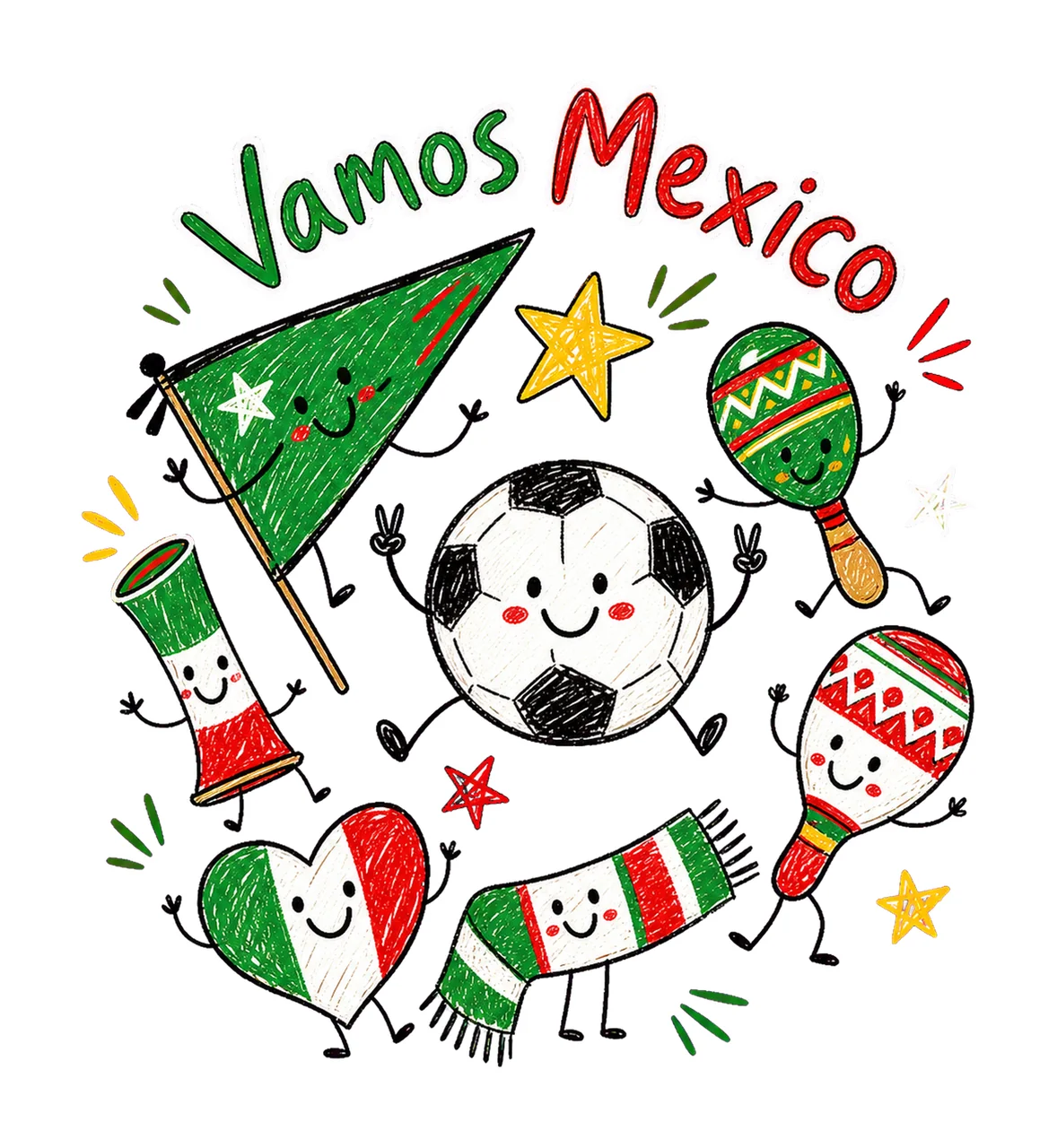 Mexico Soccer Doodle Fan sublimation instant Variation C