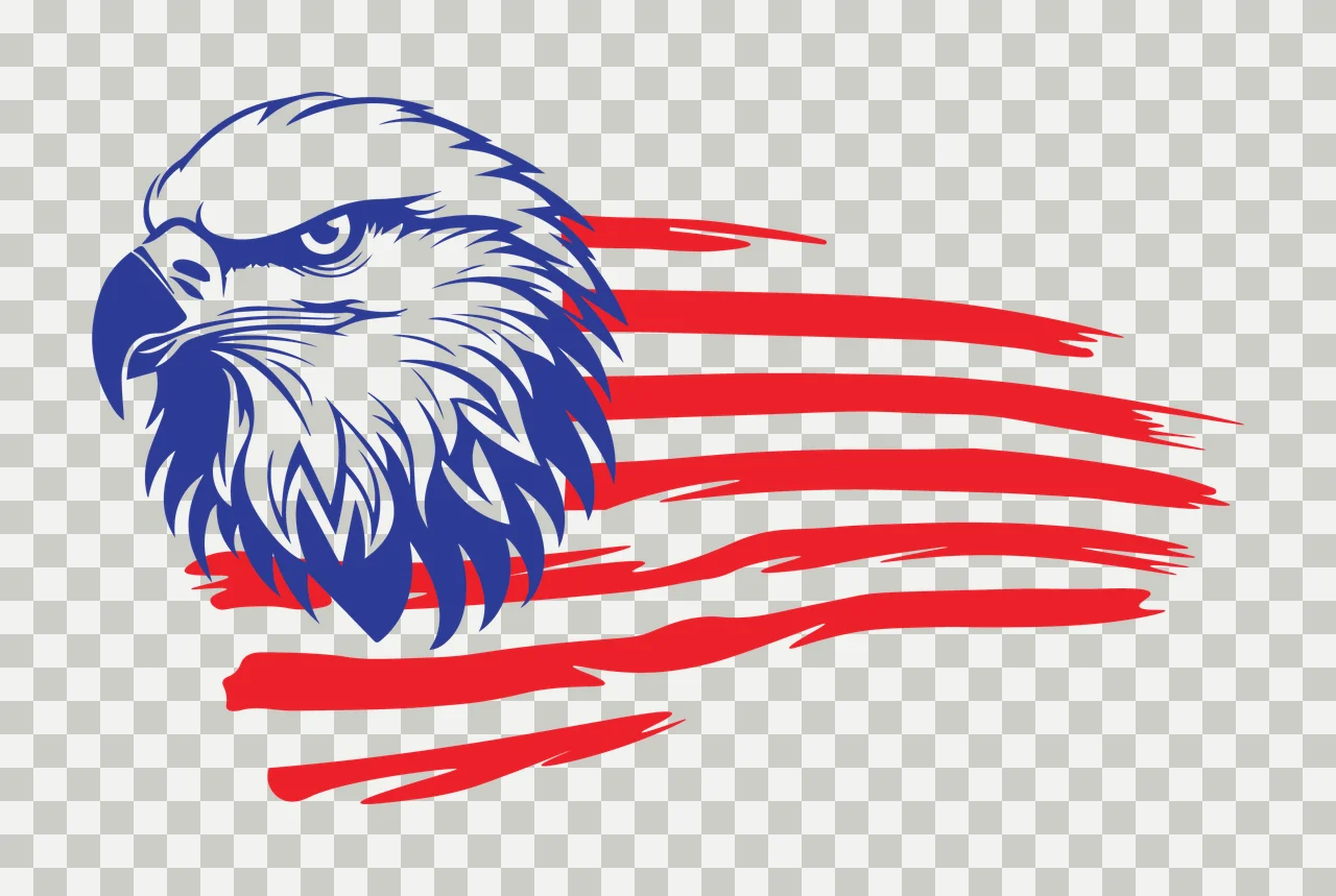 Eagle A Head With Distressed Stripes Design profiling stripe transparency and detail preview thumbnail