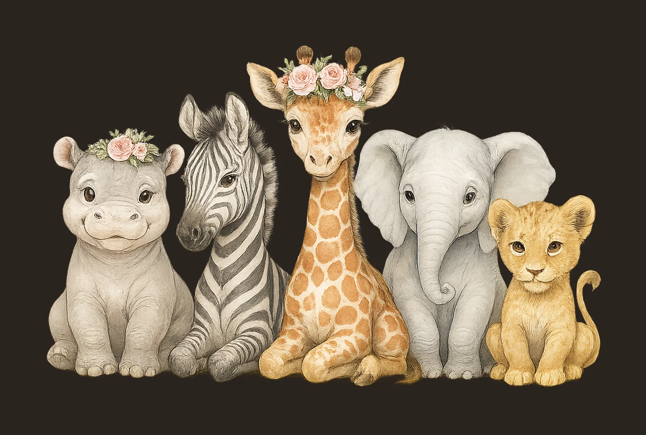 set of tropical jungle safari animals Baby shower invite contrast preview thumbnail