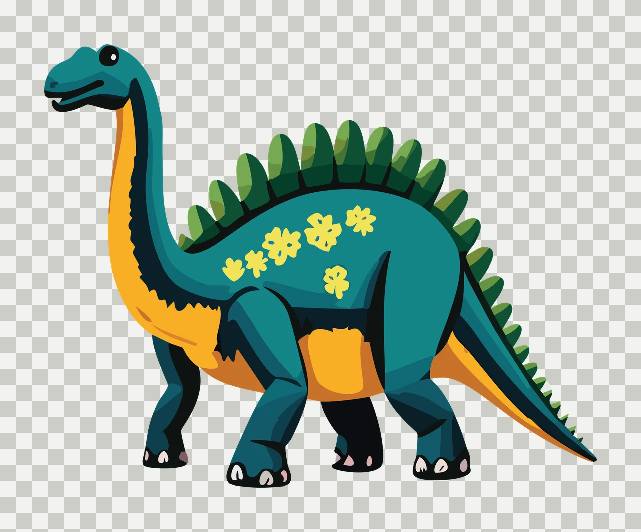 Dinosaur Long Necked Silhouette Side View Standing neck spikes transparency and detail preview thumbnail