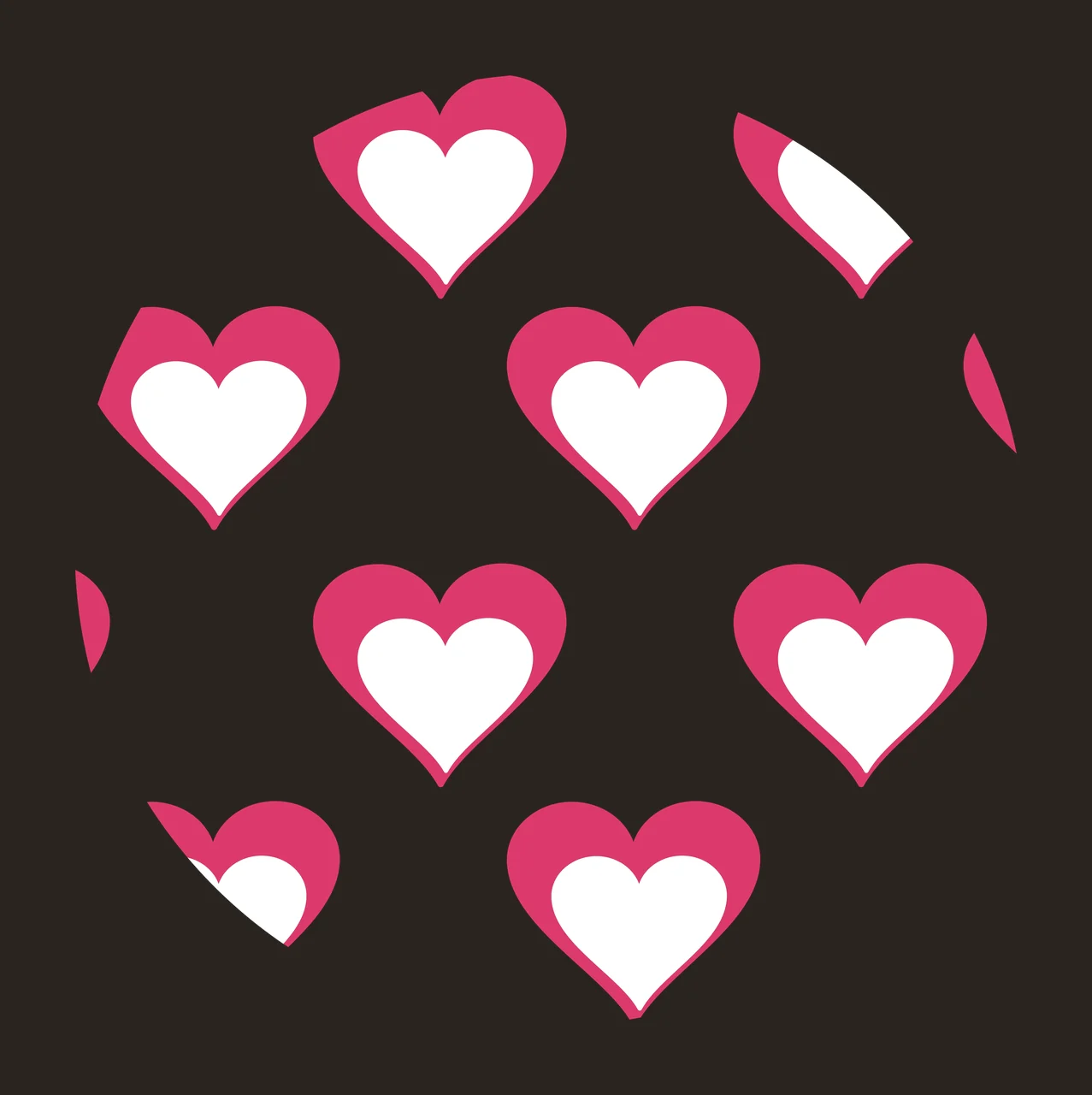 Keychain Double Outline Hearts Pattern Circle Graphic repeating contrast preview thumbnail