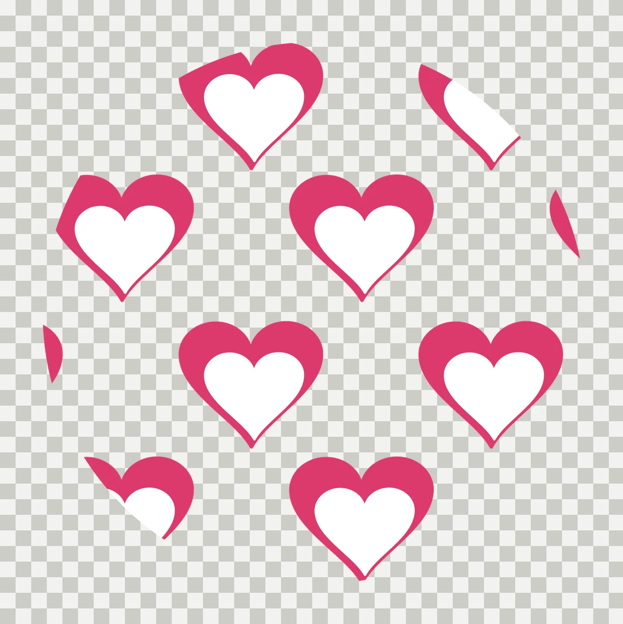 Keychain Double Outline Hearts Pattern Circle Graphic repeating transparency and detail preview thumbnail