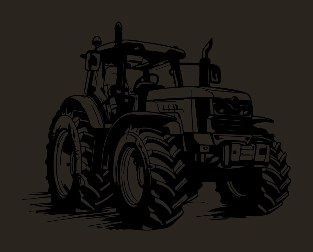 Tractor Vehicle With Detailed Tread Wheels large tires exhaust stack contrast preview thumbnail