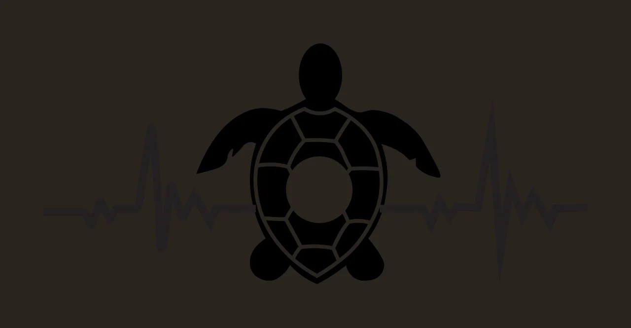 Silhouette Design of sea turtle heartbeat design with heartbeat line, EKG pulse wave and patterned shell in black and white contrast preview thumbnail