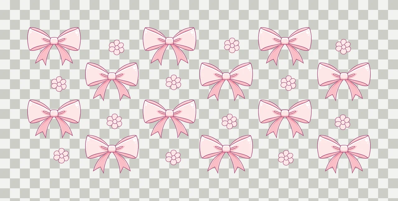Can Glass Wrap Bows And Flowers Repeating Pattern Repeat Bow transparency and detail preview thumbnail