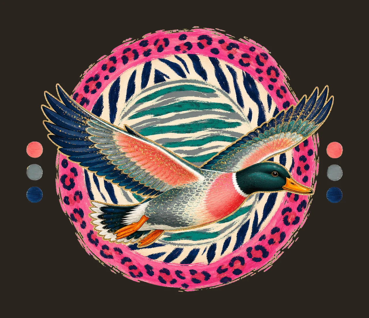 Flying Mallard Duck Colorful Preppy Hunting Variation B contrast preview thumbnail