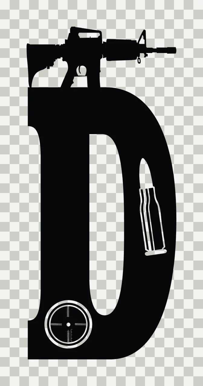 Gun Alphabet Character 19 scalable logo design icon transparency and detail preview thumbnail