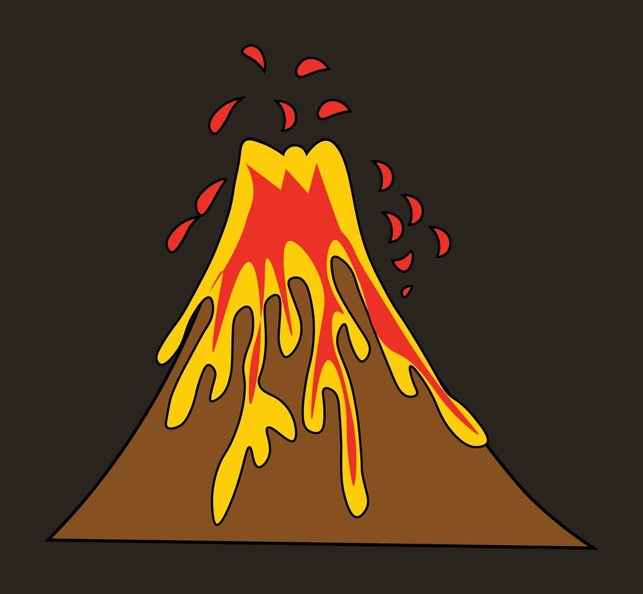 Volcano Erupting Mountain Silhouette Icon droplets black white contrast preview thumbnail