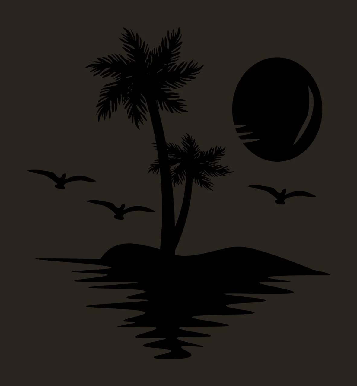 Palm Tree Trees And Sun Silhouette birds reflection black coastal contrast preview thumbnail