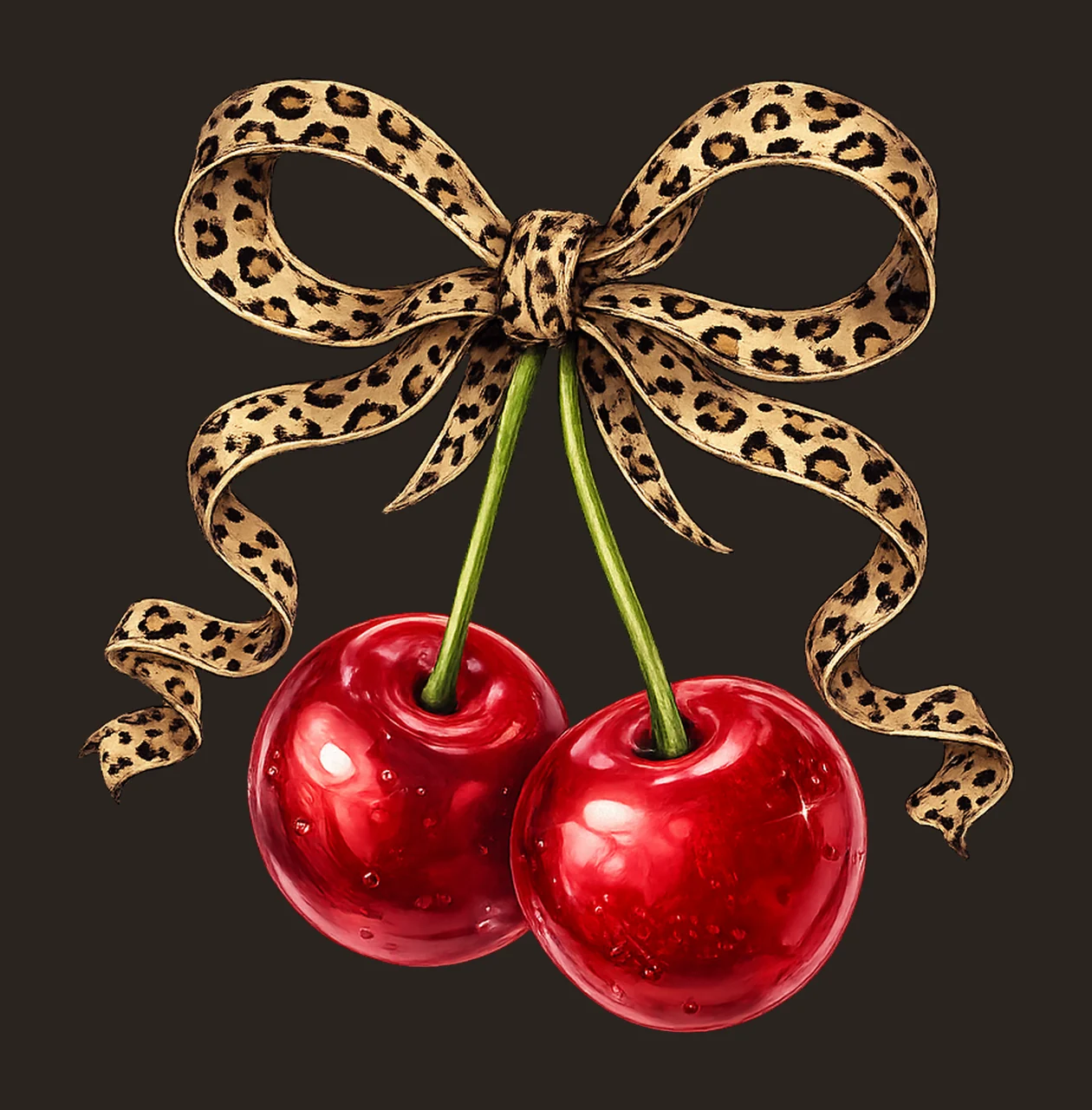 Leopard Bow Cherry Coquette Style Design Valentines Bow Love contrast preview thumbnail