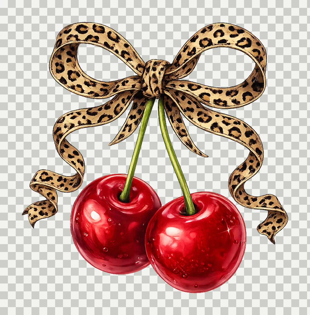 Leopard Bow Cherry Coquette Style Design Valentines Bow Love transparency and detail preview thumbnail