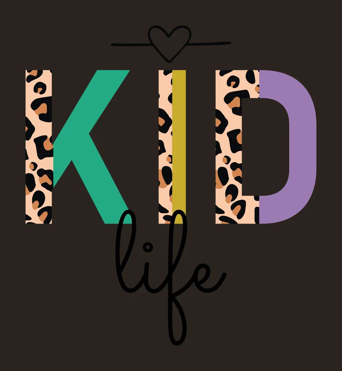 Kid Life Text With Heart displayed black white plain typography contrast preview thumbnail