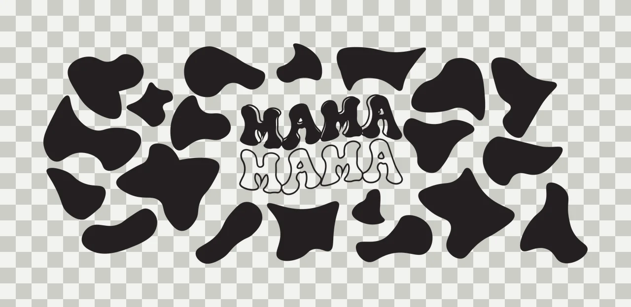 Cow Can Glass Wrap Mama Mama Text repeating spots typography transparency and detail preview thumbnail