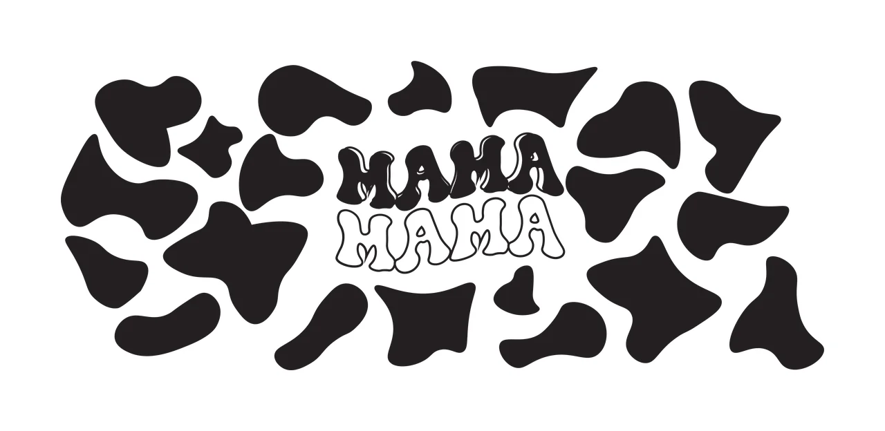 Cow Can Glass Wrap Mama Mama Text repeating spots typography