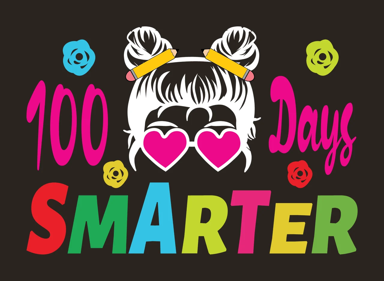 Of 100 Days Smarter Girl Portrait celebrating hair buns heart glasses contrast preview thumbnail