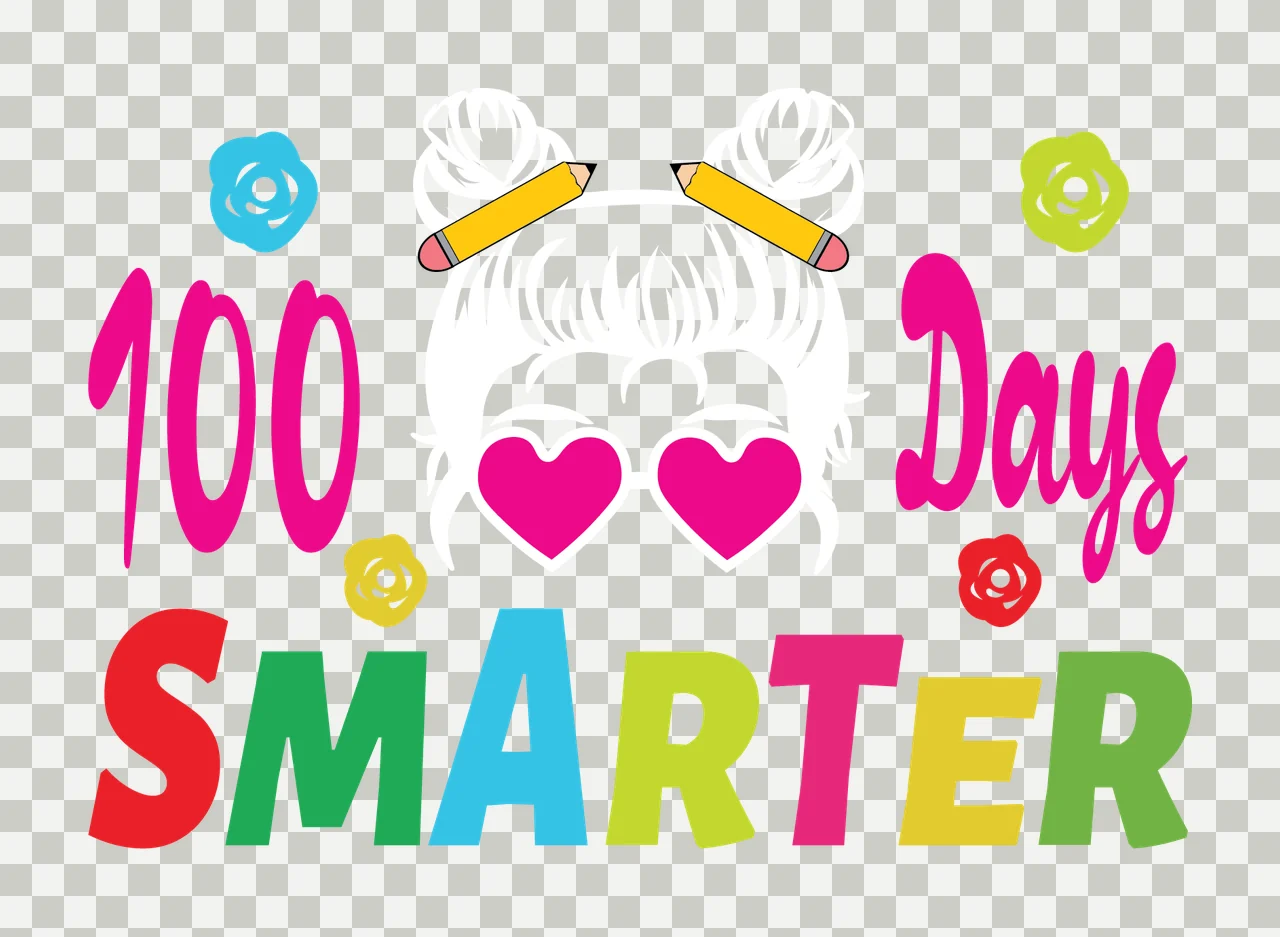 Of 100 Days Smarter Girl Portrait celebrating hair buns heart glasses transparency and detail preview thumbnail