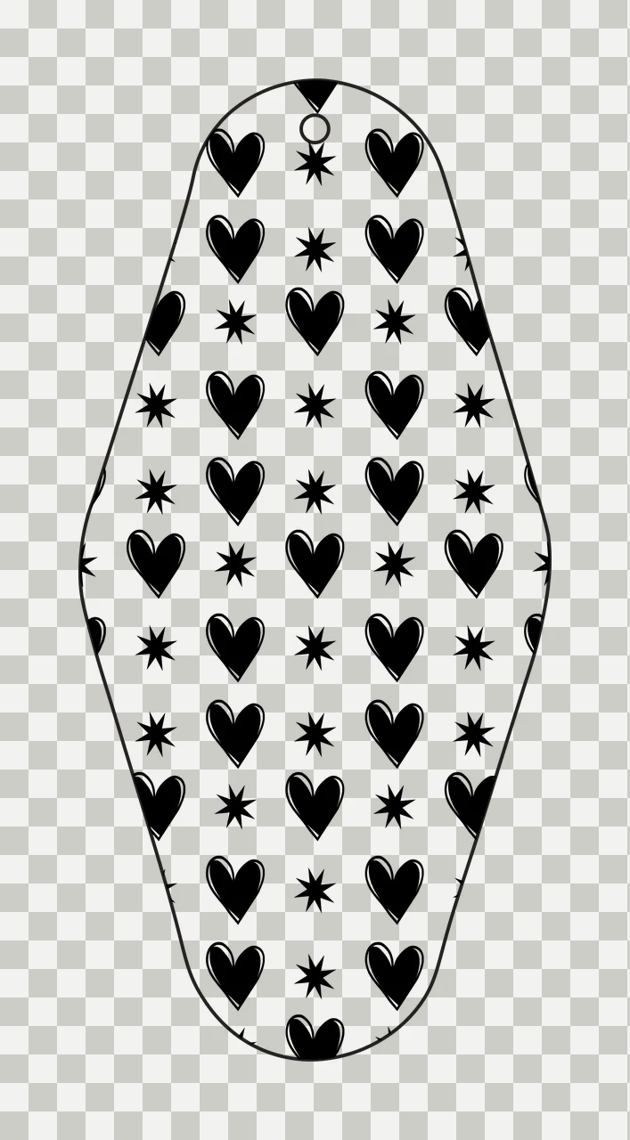 Classic Motel Keychain Heart And Star Patterned Hotel tag pattern transparency and detail preview thumbnail