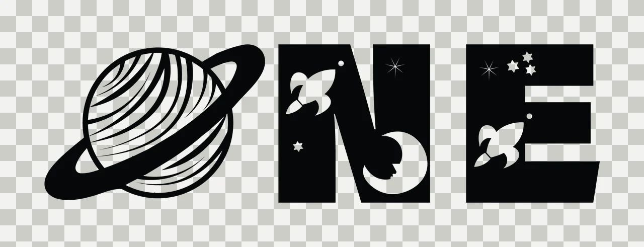 Space One Theme Letter Design Typography Forming word planet transparency and detail preview thumbnail