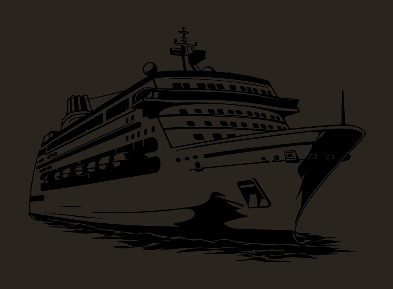 Cruise Ship Large On Water Surface sailing hull deck mast line art contrast preview thumbnail