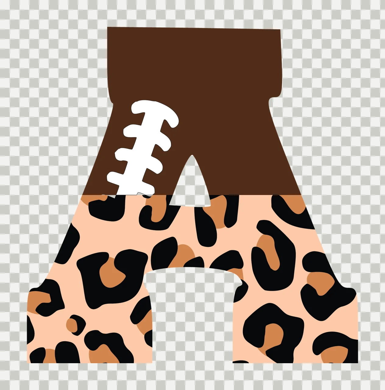 Football Font Half Leopard Character 36 american gridiron touchdown transparency and detail preview thumbnail