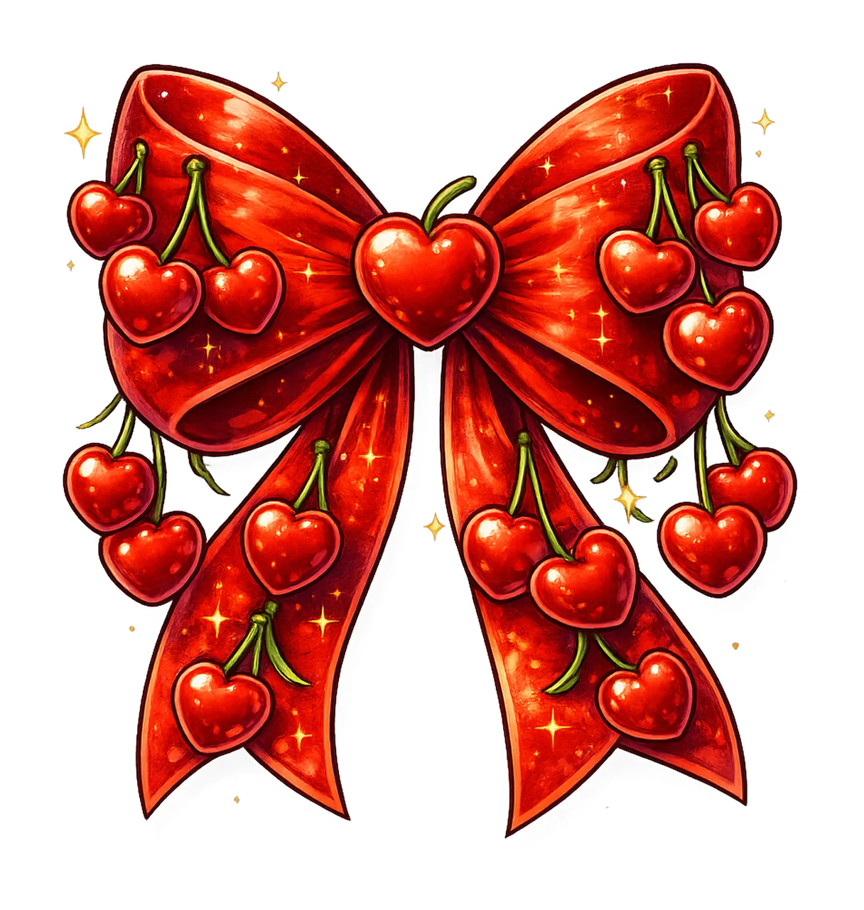 Cherry Bow Coquette Ribbon Artwork Cute Bow Design