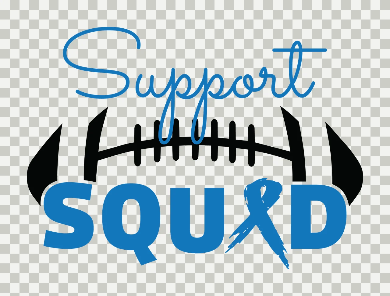 Ribbon Support Squad Football Silhouette black white typography transparency and detail preview thumbnail