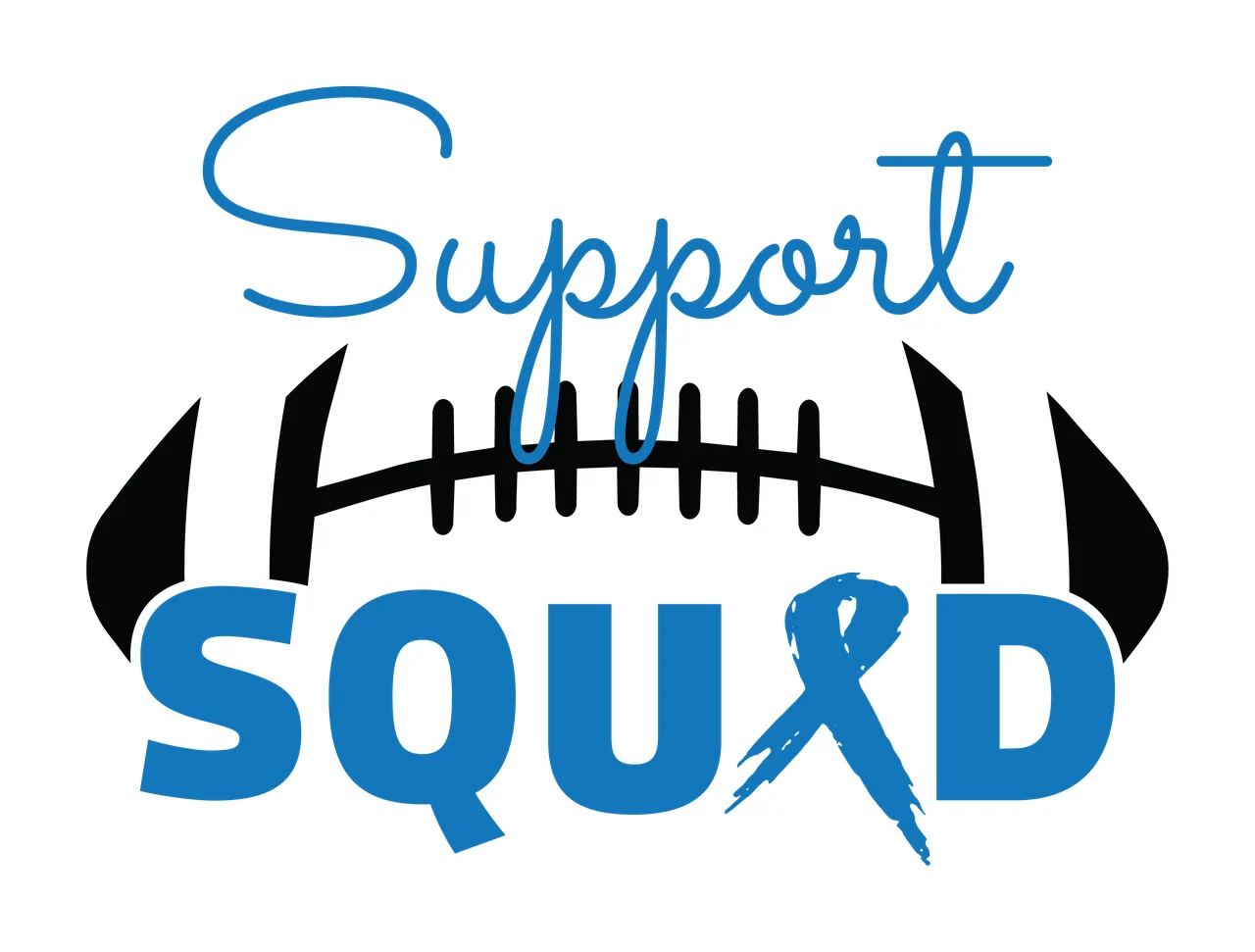 Ribbon Support Squad Football Silhouette black white typography