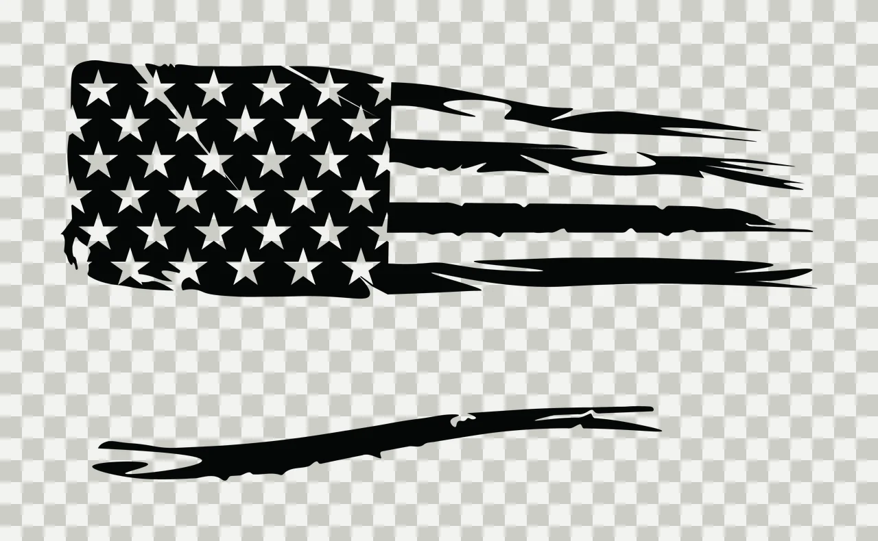 Flag American Silhouette With Loose Stripe stars stripes black transparency and detail preview thumbnail