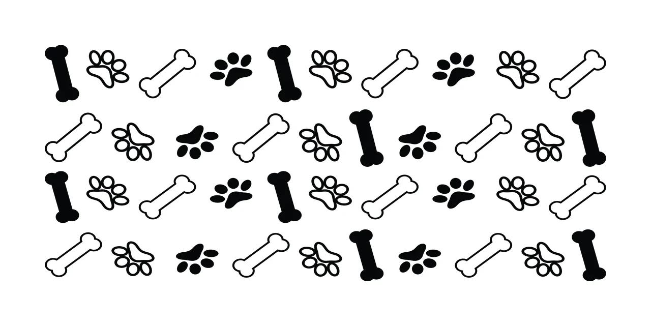 Can Glass Wrap Paw Prints And Bones Pattern repeating print