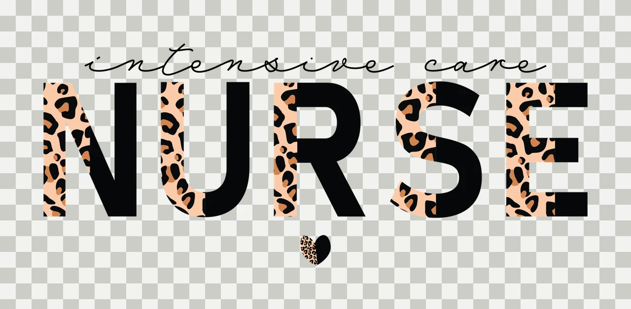 Intensive Care Nurse Graphic Text heart black white medical transparency and detail preview thumbnail