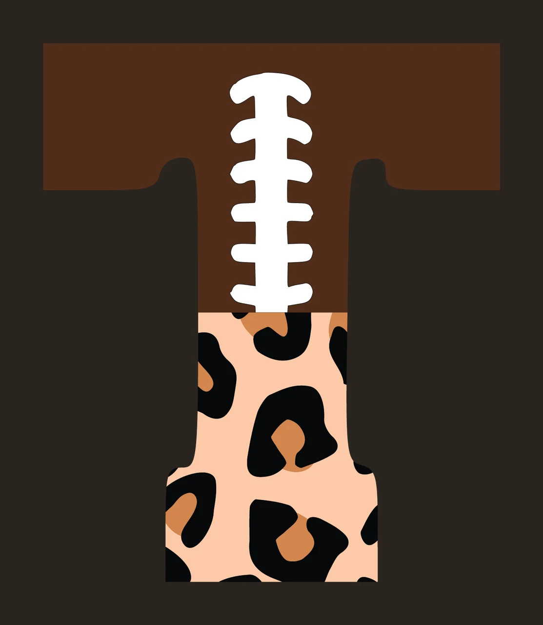 T Football Letter With Leopard Print contrast preview thumbnail