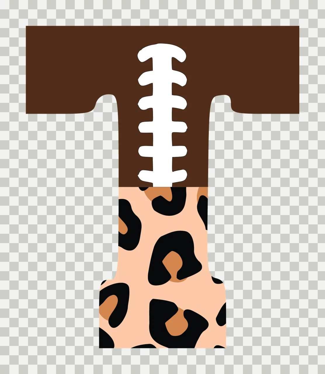 T Football Letter With Leopard Print transparency and detail preview thumbnail