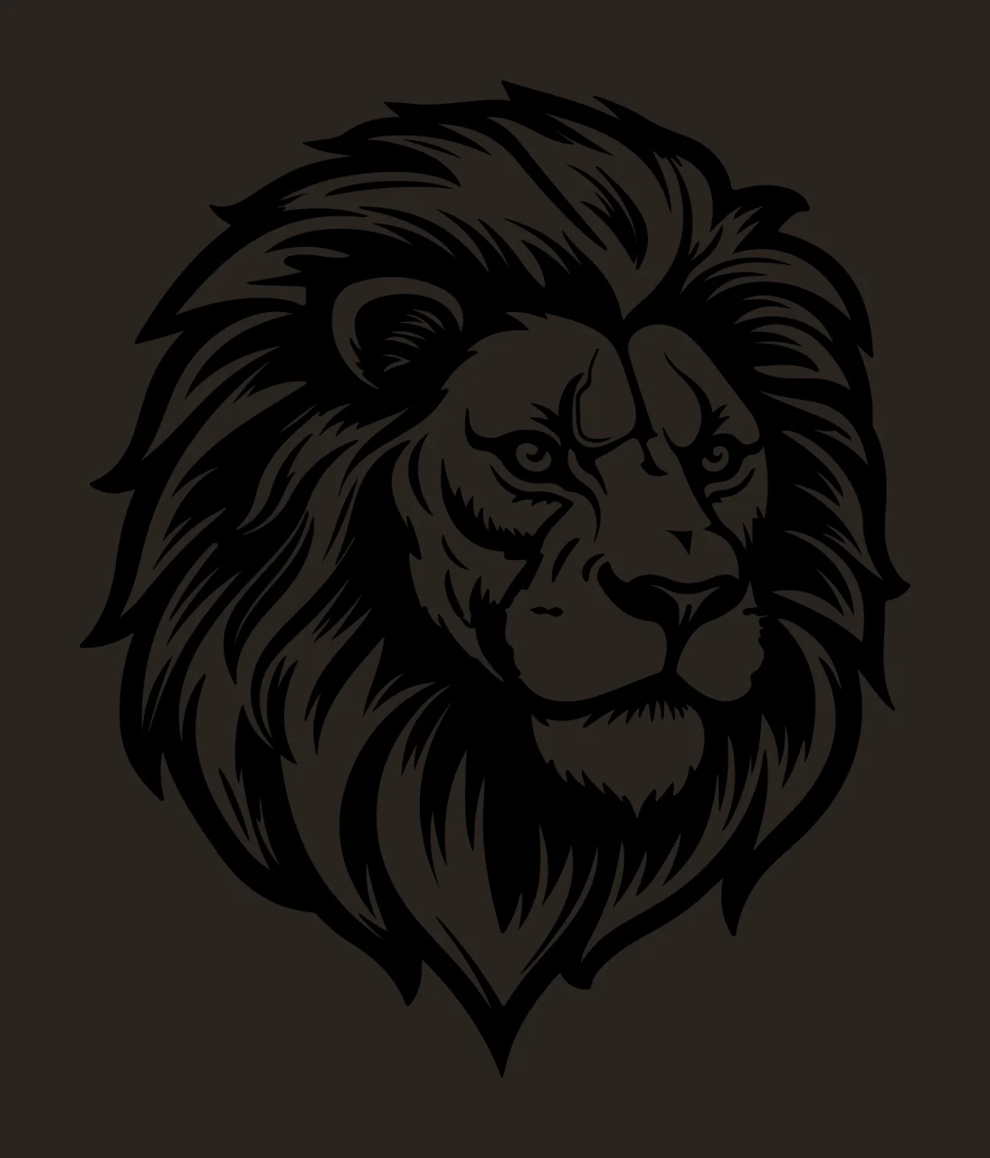 Lion Head Face Illustration With Dark Mane engraving black contrast preview thumbnail