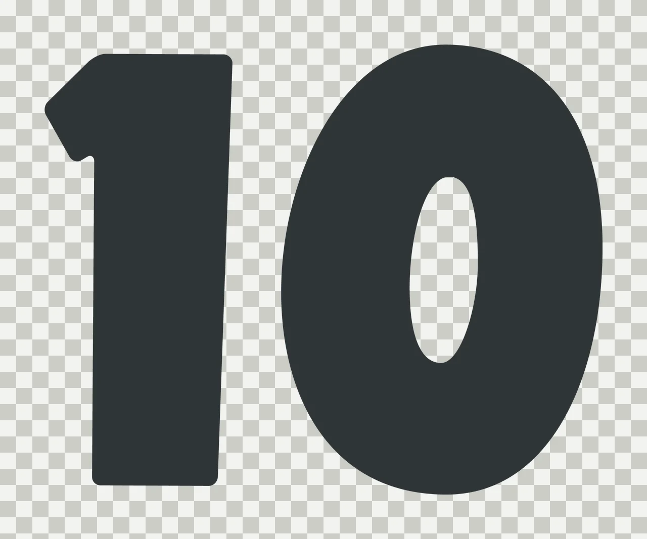 Number 10 Bold Black Sans Serif Ten minimalist white plain transparency and detail preview thumbnail