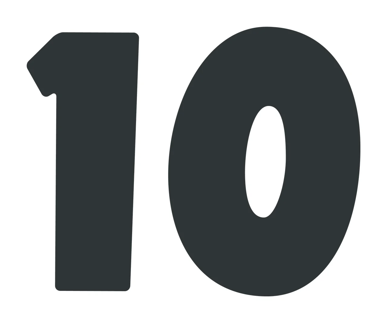 Number 10 Bold Black Sans Serif Ten minimalist white plain