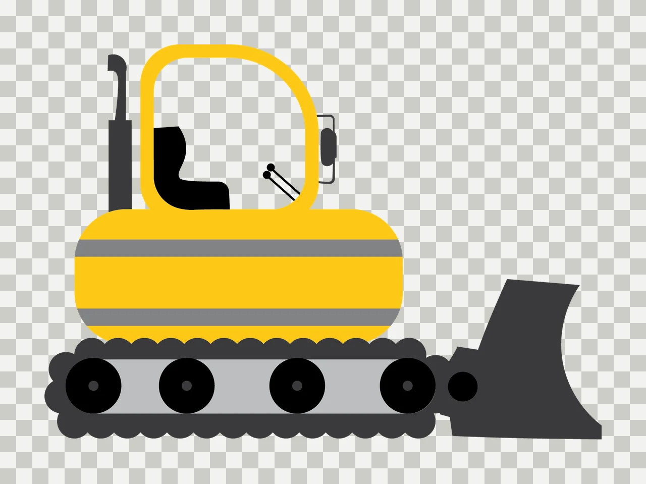 Construction Black Silhouette Of A Bulldozer With Front stationary transparency and detail preview thumbnail