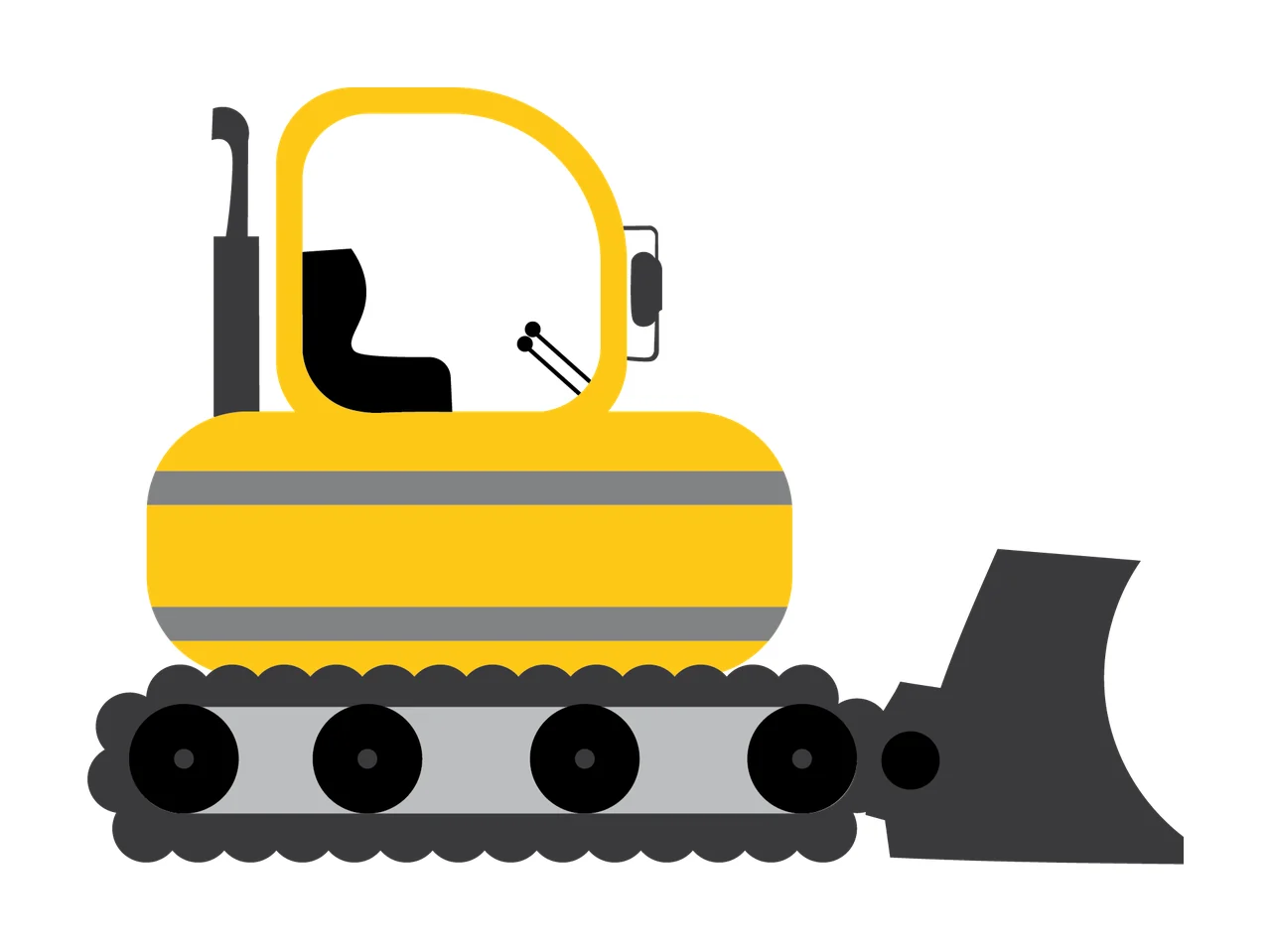 Construction Black Silhouette Of A Bulldozer With Front stationary