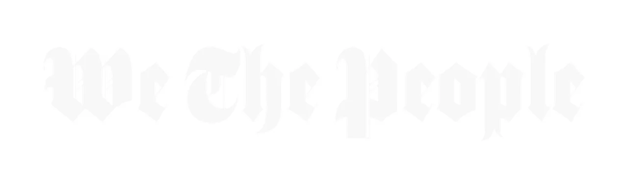 We The People Black Text In Classic Old english font white