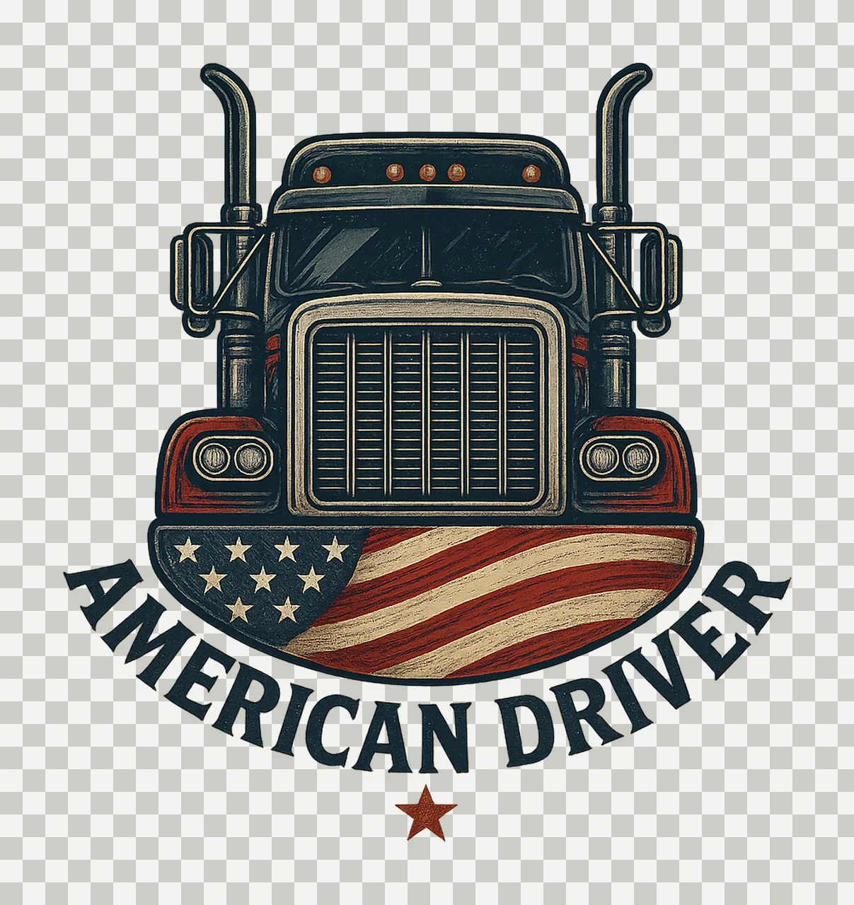 Patriotic Trucker Vintage USA Flag Semi Truck Sublimation transparency and detail preview thumbnail