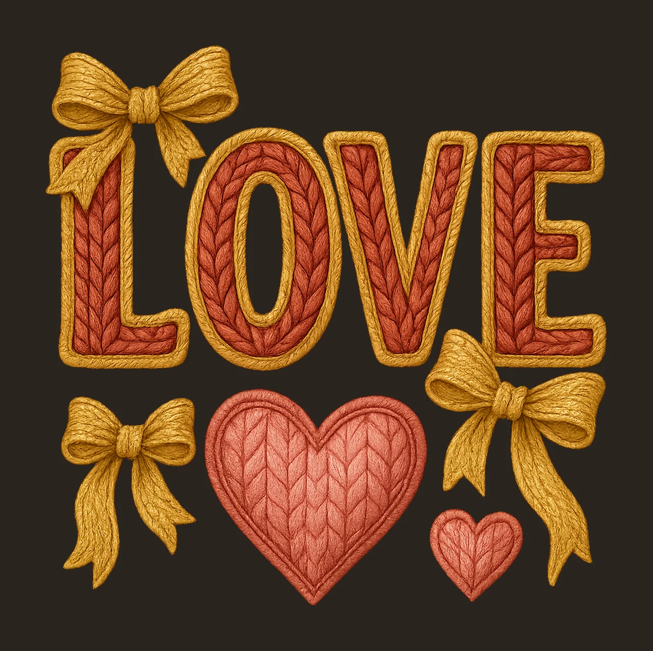 Valentines Day XOXO Faux Knitted Yarn Texture Valentine contrast preview thumbnail