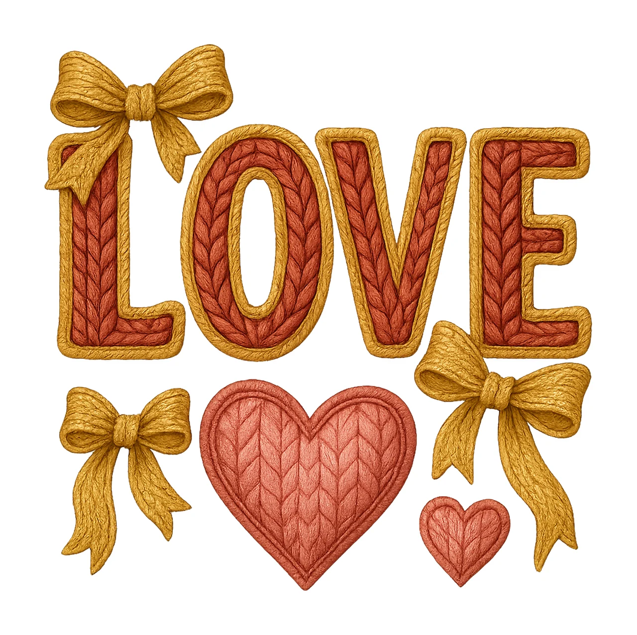 Valentines Day XOXO Faux Knitted Yarn Texture Valentine